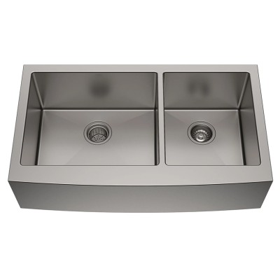SUS304 Double Bowl Stainless Steel Farmhouse Kitchen Sink 16 Gauge
