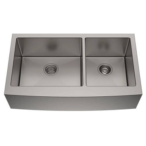 SUS304 Double Bowl Stainless Steel Farmhouse Kitchen Sink 16 Gauge