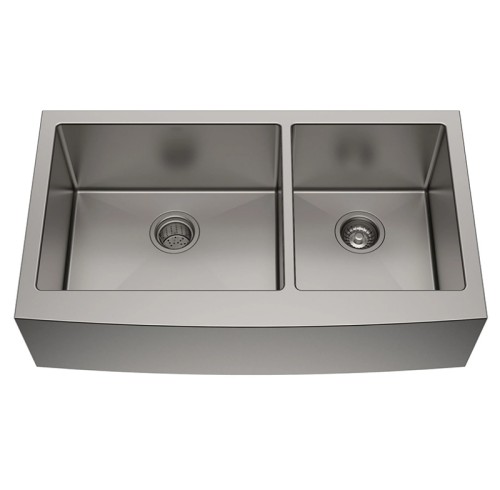 SUS304 Double Bowl Stainless Steel Farmhouse Kitchen Sink 16 Gauge