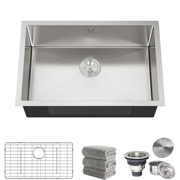 Single Bowl Stainless Steel Kitchen Sink - Large Durable & Easy-Clean