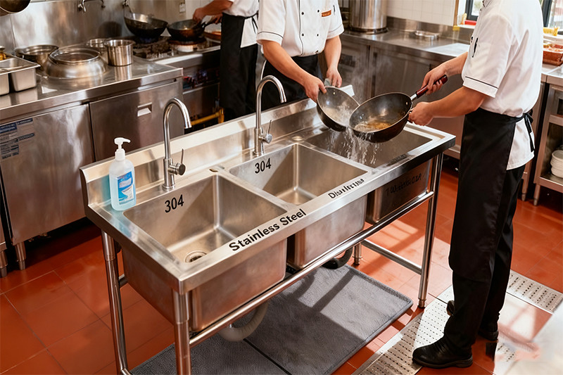 commercial stainless steel sink