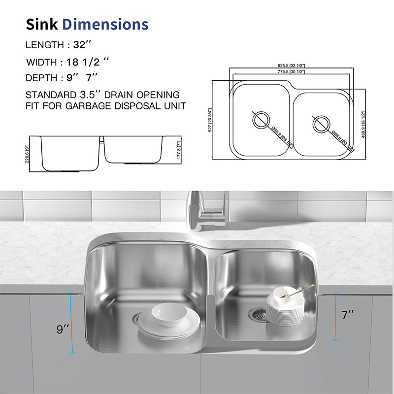 stainless steel farmhouse sink double bowl