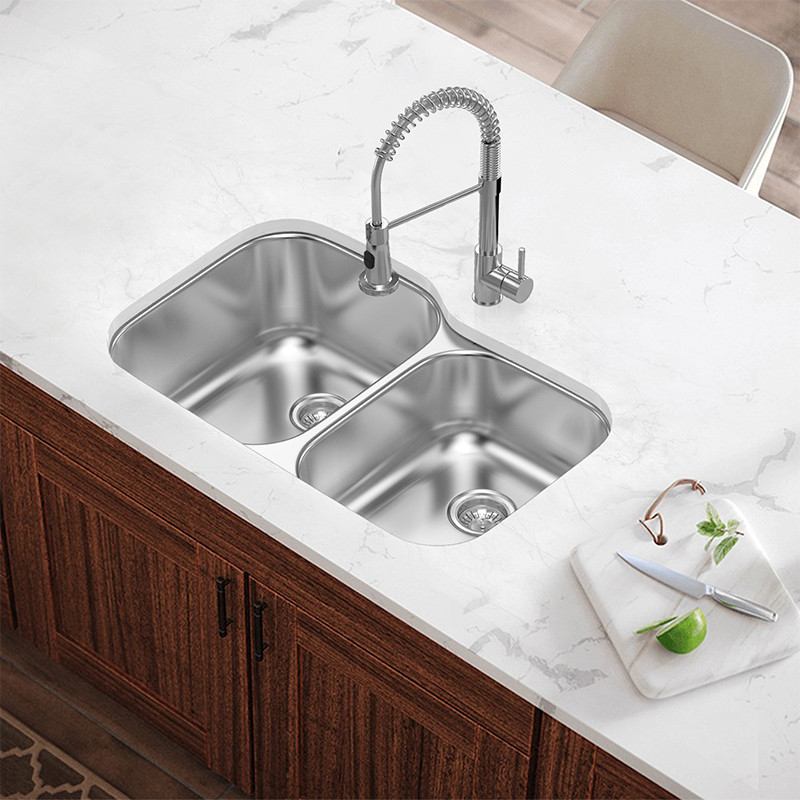 stainless steel farmhouse sink double bowl