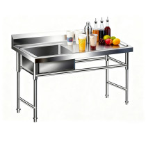 Stainless Steel Utility Sink Kitchen Sink Free-Standing Single Plumbing Commercial Sink