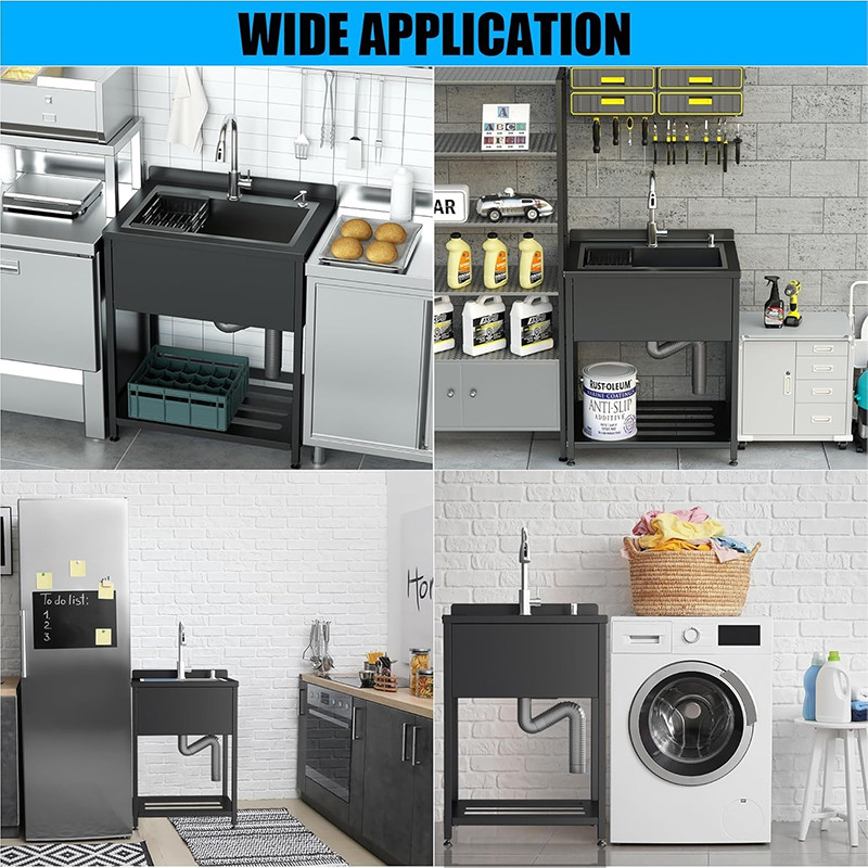 stainless steel utility sink with legs