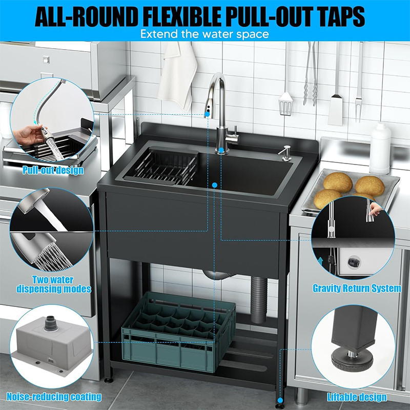 stainless steel utility sink with legs