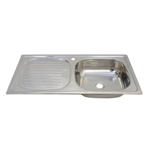Single Bowl Inset Stainless Steel Kitchen Sink with Reversible Drainer