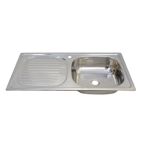 Single Bowl Inset Stainless Steel Kitchen Sink with Reversible Drainer