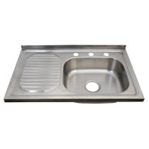 Single Bowl Drop-in Stainless Steel Sink with Drainboard