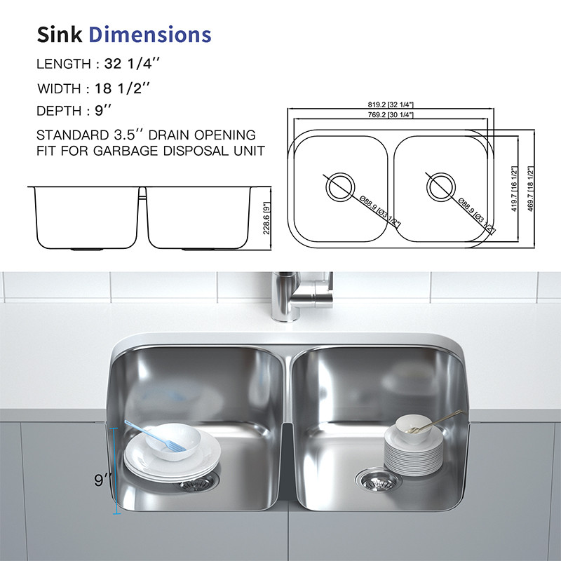 stainless steel double farmhouse sink