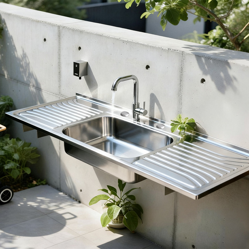 double bowl stainless steel sink