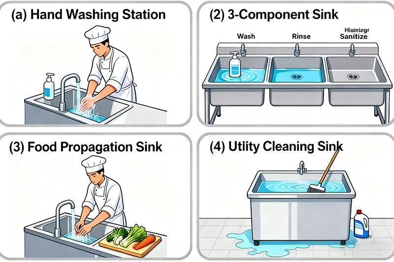 Commercial stainless steel sink