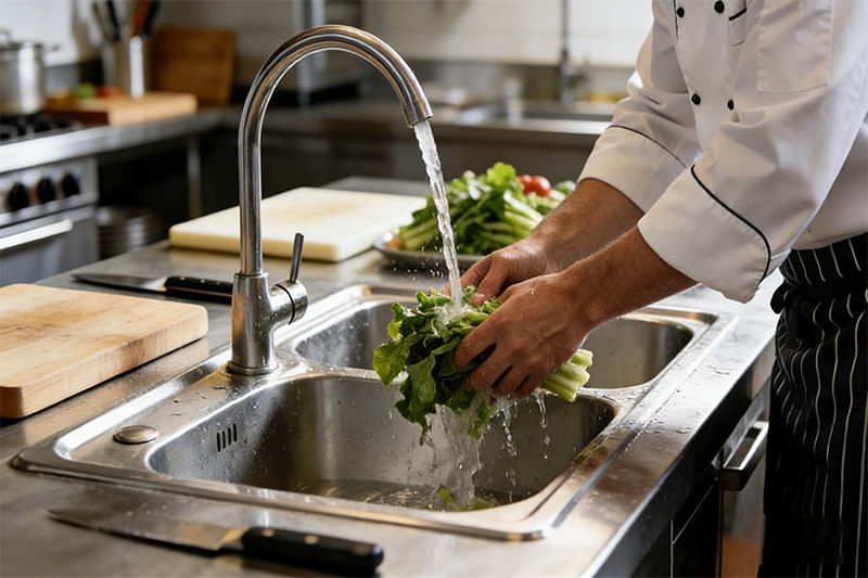 Commercial stainless steel kitchen sink