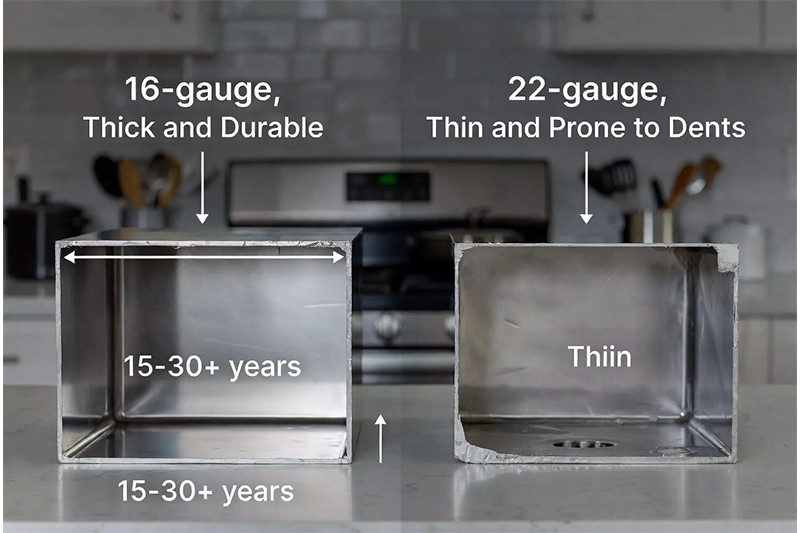 Comparison of stainless steel sink gauges and durability