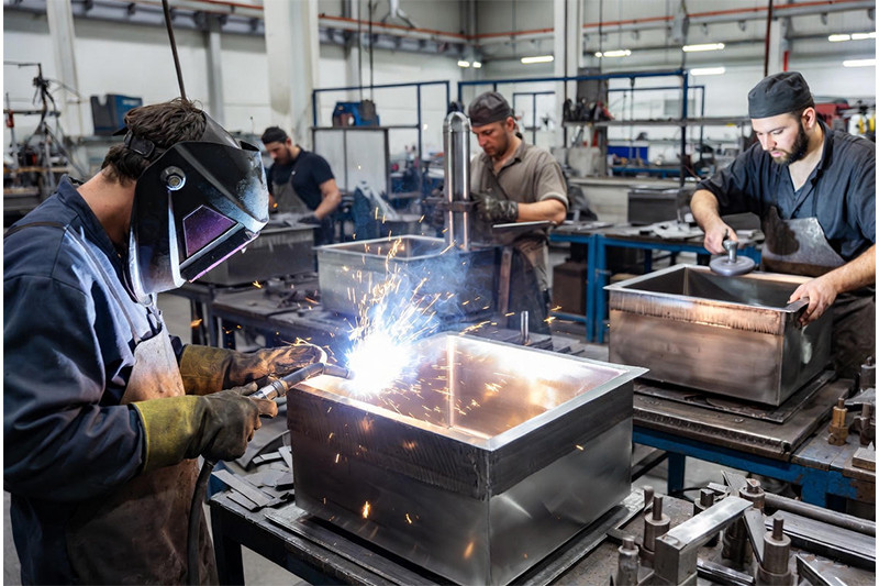 Custom concrete sink with earthy tones and unique shapes