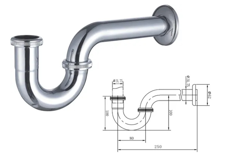 50mm kitchen waste pipe installation typical in China or Southeast Asian modern construction