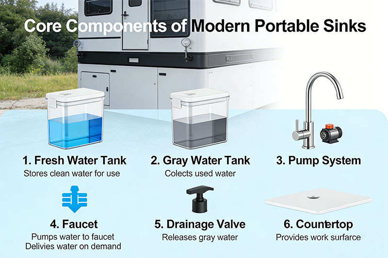 core components of modern portable sink