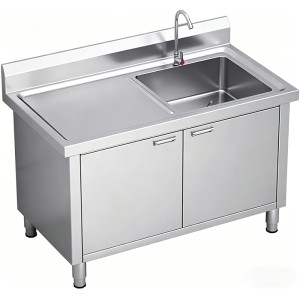 Freestanding Stainless Steel Utility Sink with Cabinet and Workbench - Heavy Duty Laundry Garage Kitchen Sink