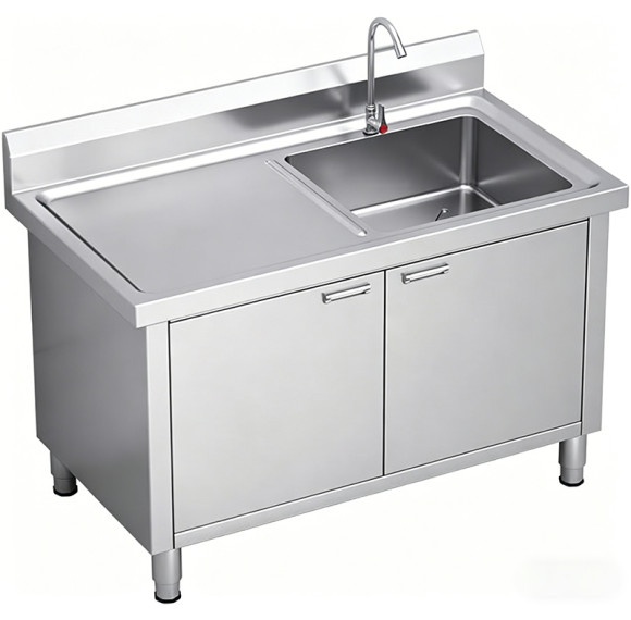 Freestanding Stainless Steel Utility Sink with Cabinet and Workbench - Heavy Duty Laundry Garage Kitchen Sink