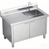 Freestanding Stainless Steel Utility Sink with Cabinet and Workbench - Heavy Duty Laundry Garage Kitchen Sink