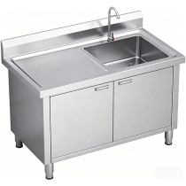 Freestanding Stainless Steel Utility Sink with Cabinet and Workbench - Heavy Duty Laundry Garage Kitchen Sink