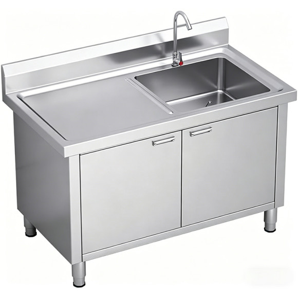Freestanding Stainless Steel Utility Sink with Cabinet and Workbench - Heavy Duty Laundry Garage Kitchen Sink