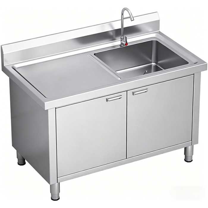 Freestanding Stainless Steel Utility Sink with Cabinet and Workbench - Heavy Duty Laundry Garage Kitchen Sink
