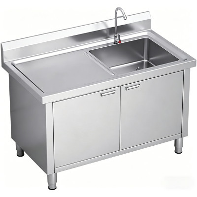 Freestanding Stainless Steel Utility Sink with Cabinet and Workbench - Heavy Duty Laundry Garage Kitchen Sink
