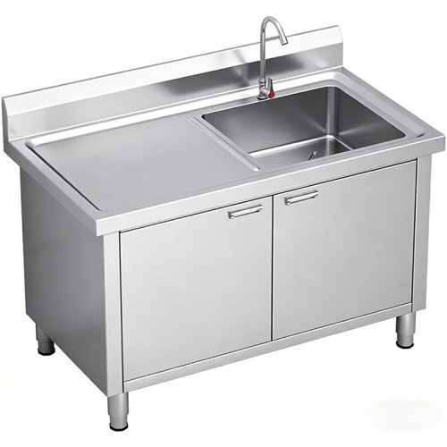 Freestanding Stainless Steel Utility Sink with Cabinet and Workbench - Heavy Duty Laundry Garage Kitchen Sink
