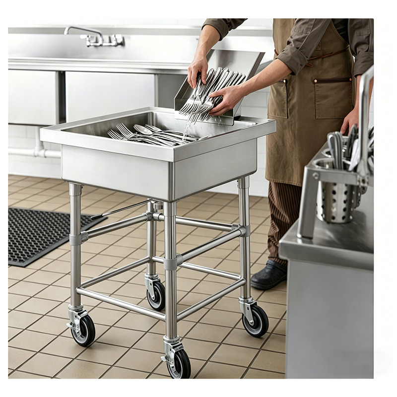 mobile silverware soaking sink
