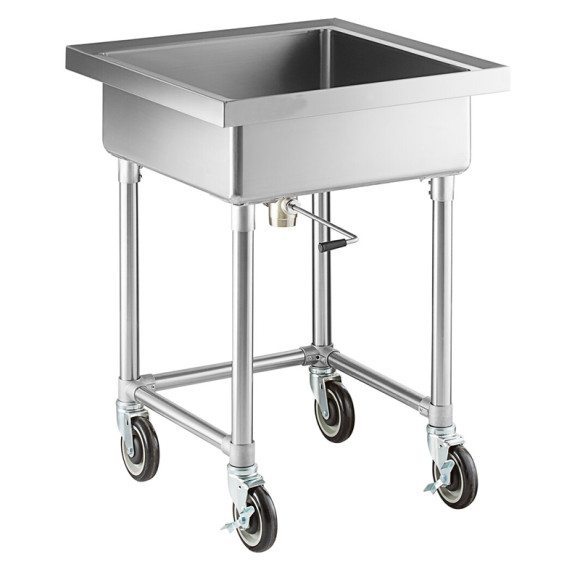 34" Mobile Silverware Soaking Sink - 26" x 26" x 8" Bowl