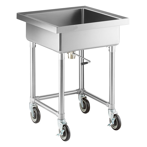 34" Mobile Silverware Soaking Sink - 26" x 26" x 8" Bowl