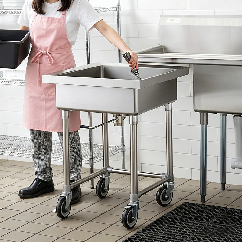 mobile silverware soaking sink
