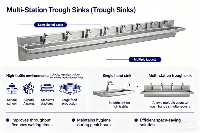 multi station trough sinks