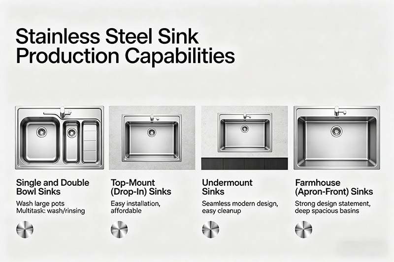 A versatile stainless steel workstation sink with accessories