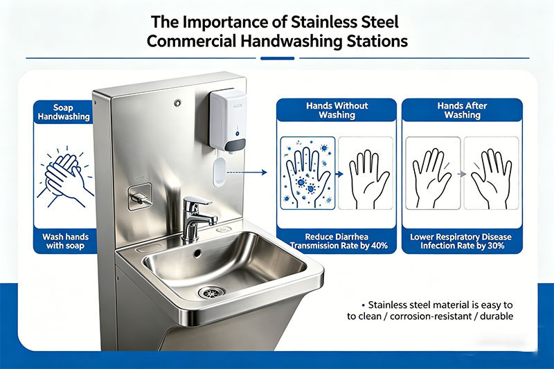 A person washing their hands at a commercial hand washing station