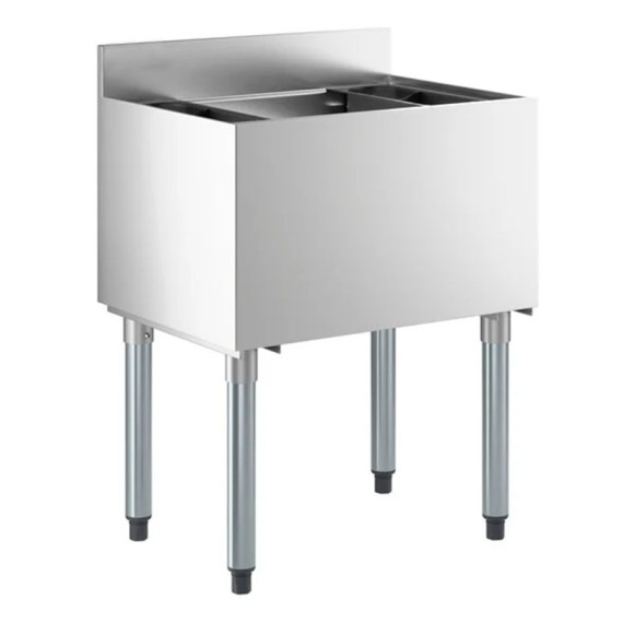 Stainless Steel Underbar Ice Bin with Bottle Holders