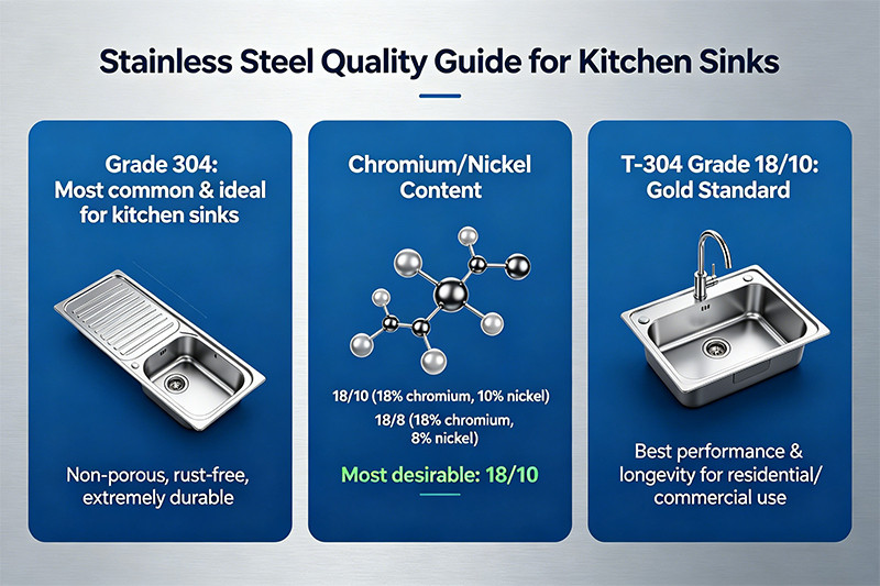 Brushed finish stainless steel top mount kitchen sink A shiny, new stainless steel top mount kitchen sink with a brushed finish