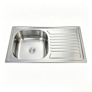 Stainless Steel Single Sink With Drainboard Round Single Bowl 304-Grade