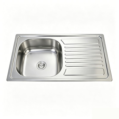 Stainless Steel Single Sink With Drainboard Round Single Bowl 304-Grade