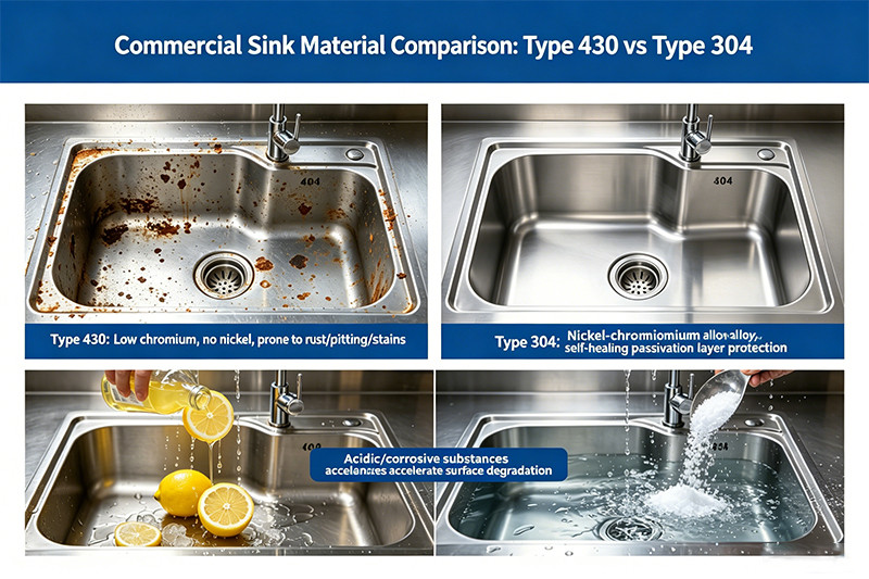 A close-up shot showing the durable and thick edge of a 304 stainless steel commercial bar sink.