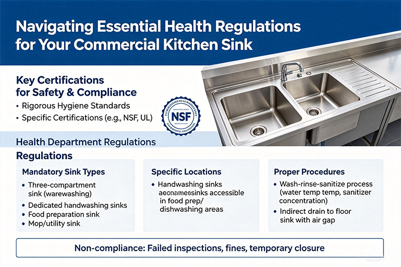 Health Inspection of Commercial Kitchen Sink A health inspector examining a commercial kitchen, focusing on the sink area.