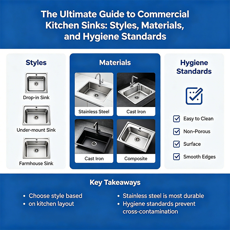 The Ultimate Guide to Commercial Kitchen Sinks: Styles, Materials, and Hygiene Standards