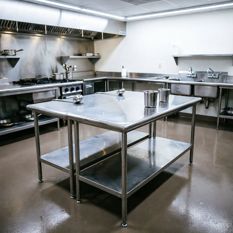 Hotel kitchen with Samsink work table