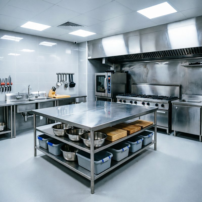 Catering kitchen with Samsink work table