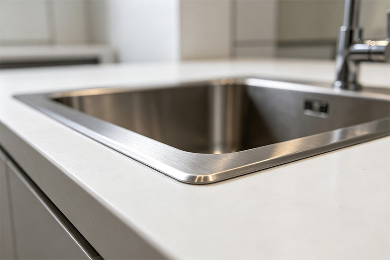 A diagram showing the installation of a top mount kitchen sink into a countertop