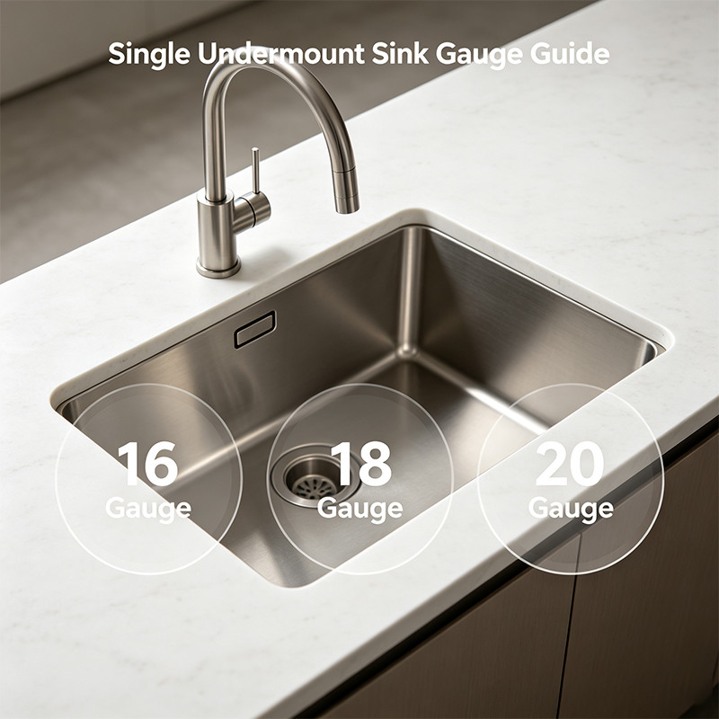 Your Guide to Choosing the Ideal Gauge for a Single Undermount Stainless Steel Sink.
