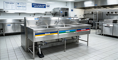 Institutional warewashing sinks