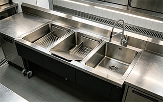 Warewashing sinks for commercial kitchens