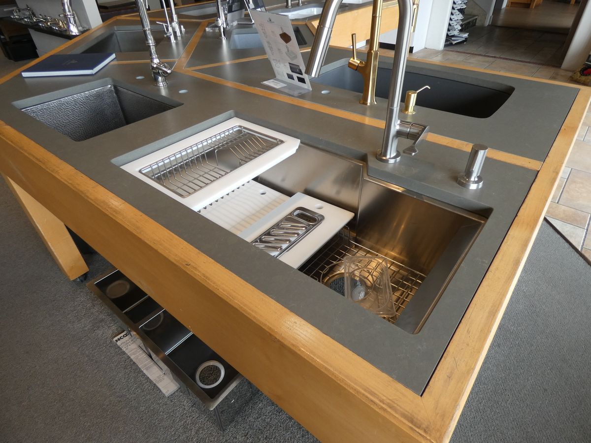 High-end stainless steel kitchen sink with a brushed finish